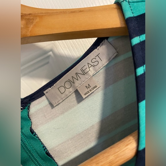 Green & Navy Stripped Flare Hem Dress (M/8) - Picture 3 of 4